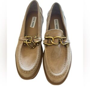 Steve Madden Tan Loafers with Gold Accent